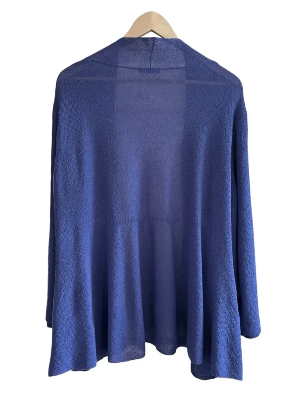 Eileen Fisher Wool Royal Blue Open-Front Draped Cardigan SP